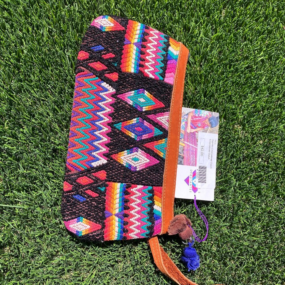 Colorful South American hand-embroidered clutch bag from Gypsies & Debutantes.
